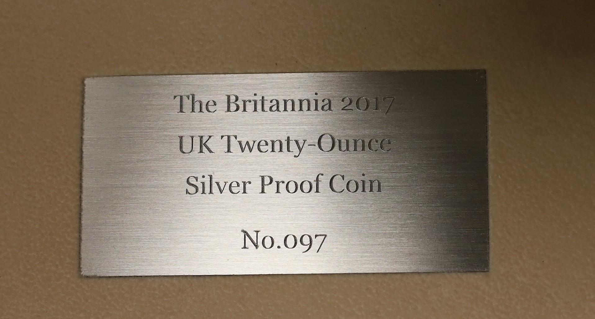 A boxed Royal Mint Britannia 2017 UK Twenty-Ounce silver proof coin